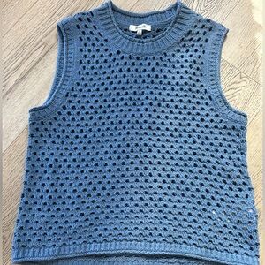 Madewell Open-Stitch crop sweater vest tank blue,  Size large.